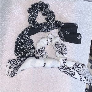 Black and white scrunchies